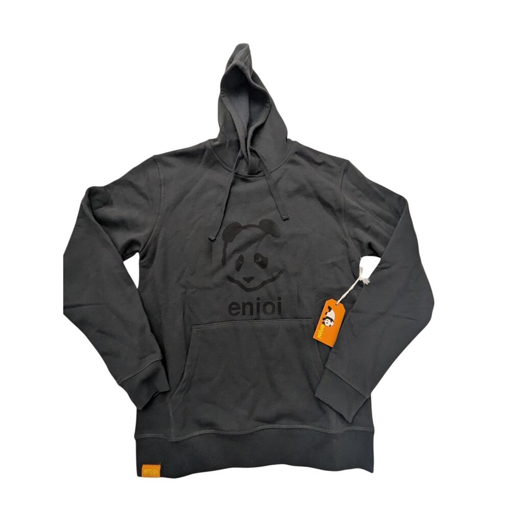 Enjoi Skateboard Men's Small Panda Logo Pullover Hoodie Sweatshirt Black NWT
